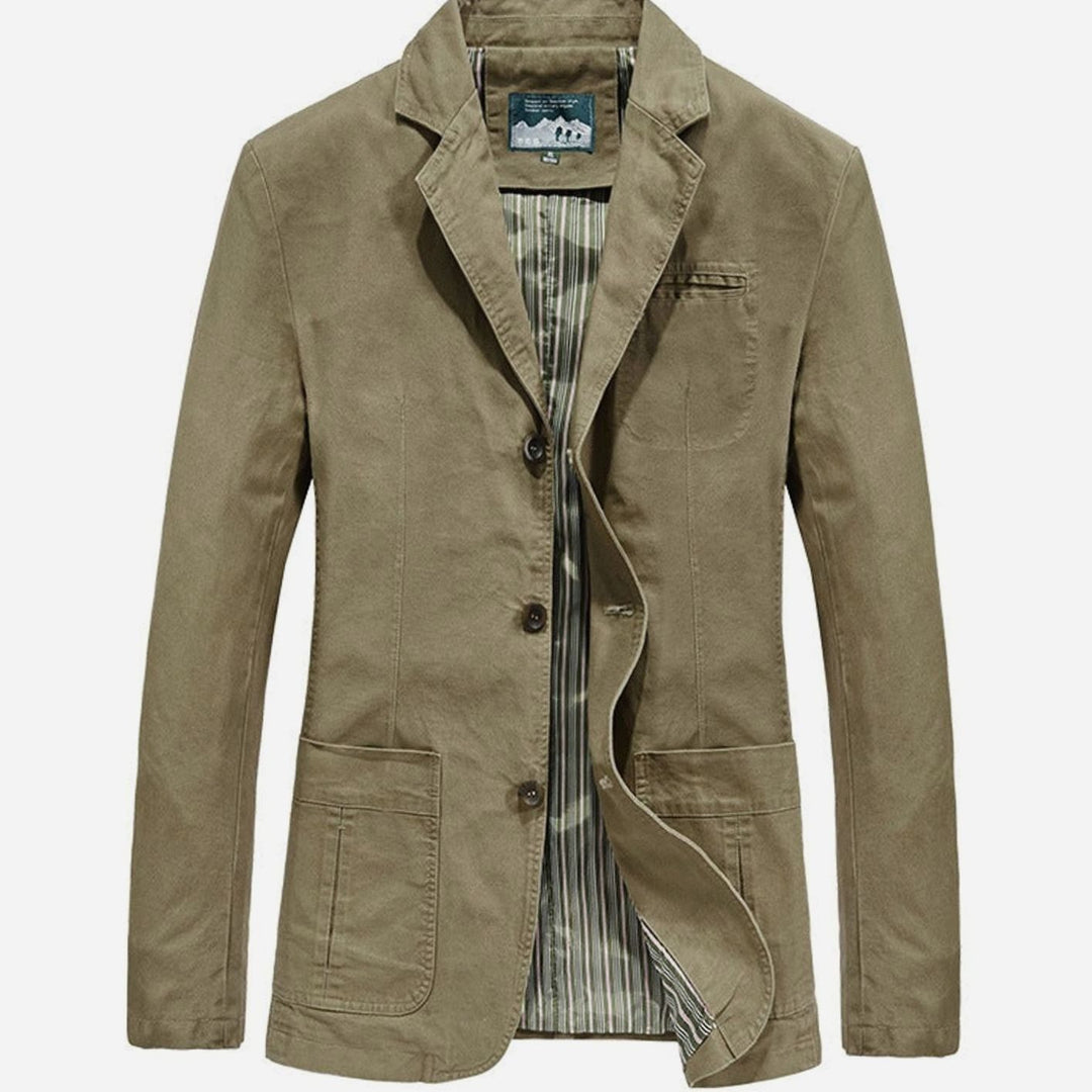 Men's Lightweight Cotton Slim-Fit Blazer Jacket Patch Pockets