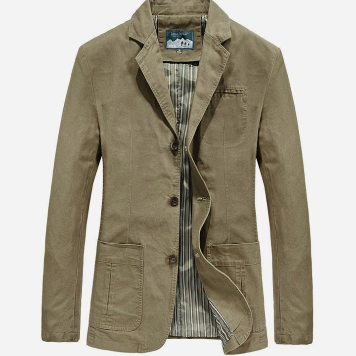 Men's Lightweight Cotton Slim-Fit Blazer Jacket Patch Pockets
