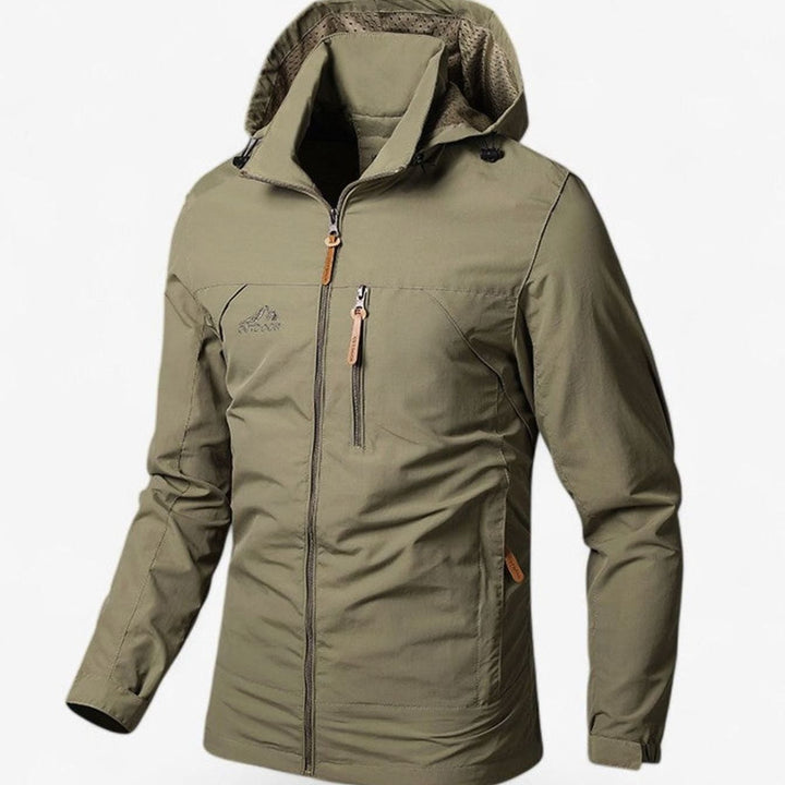 Men's Lightweight Hooded Loose-Fit Zip-Up Casual Jacket - Khaki