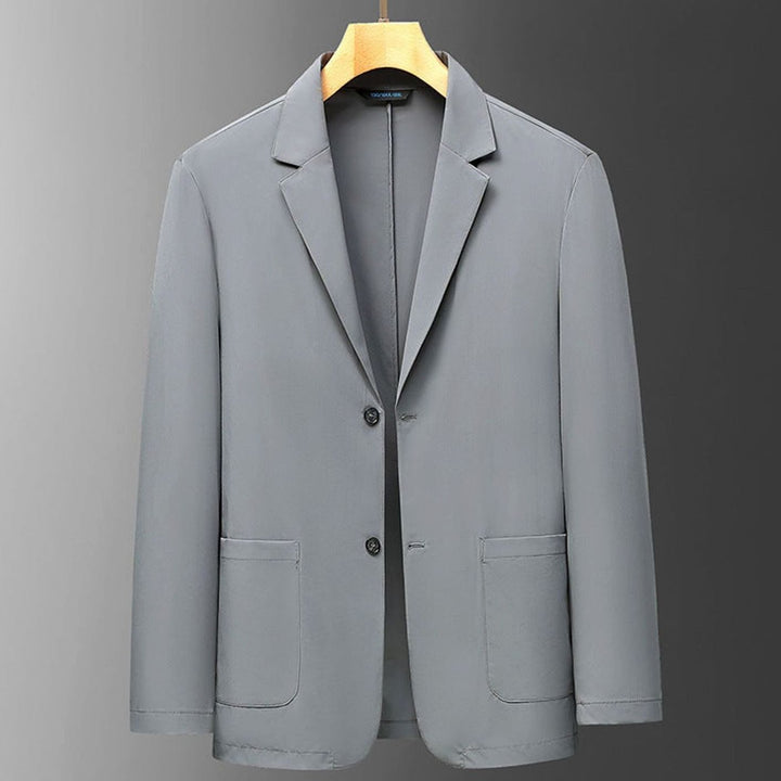Men's Lightweight Stretch Unlined Two-Button Travel Blazer Jacket - Gray