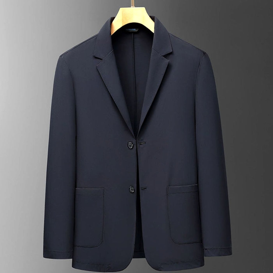 Men's Lightweight Stretch Unlined Two-Button Travel Blazer Jacket - Deep Dark Blue