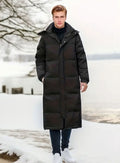 Mason | Men's Long Quilted Hooded Puffer Winter Coat, Black