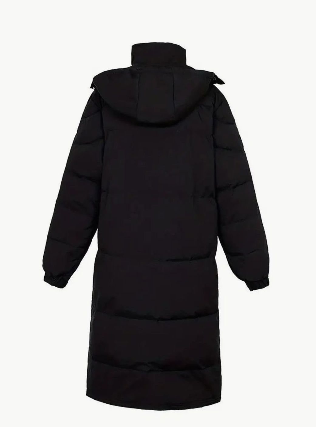 Men's Long Quilted Hooded Puffer Winter Coat, Black