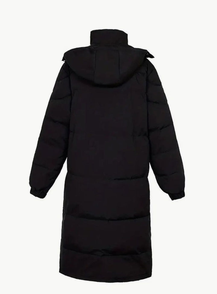 Men's Long Quilted Hooded Puffer Winter Coat, Black