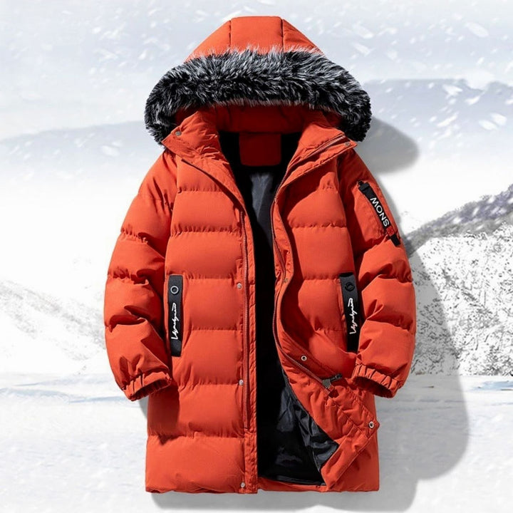 Men's Long Quilted Parka Faux Fur-Trim Hooded Winter Coat