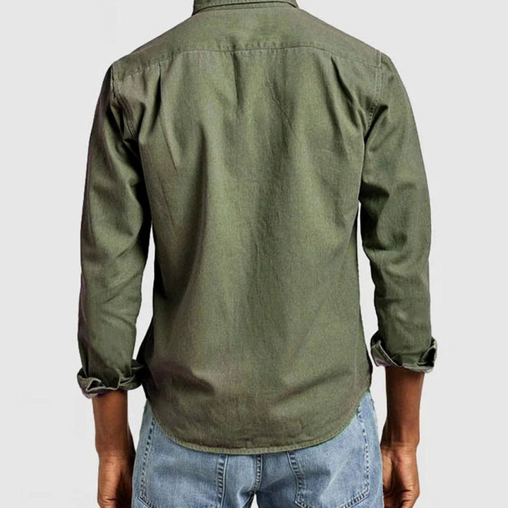 Men's Long Sleeve Button-Down Casual Shirt Chest Pocket
