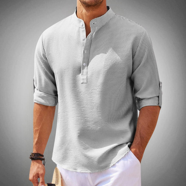 Men's Long Sleeve Cotton Blend Henley Shirt