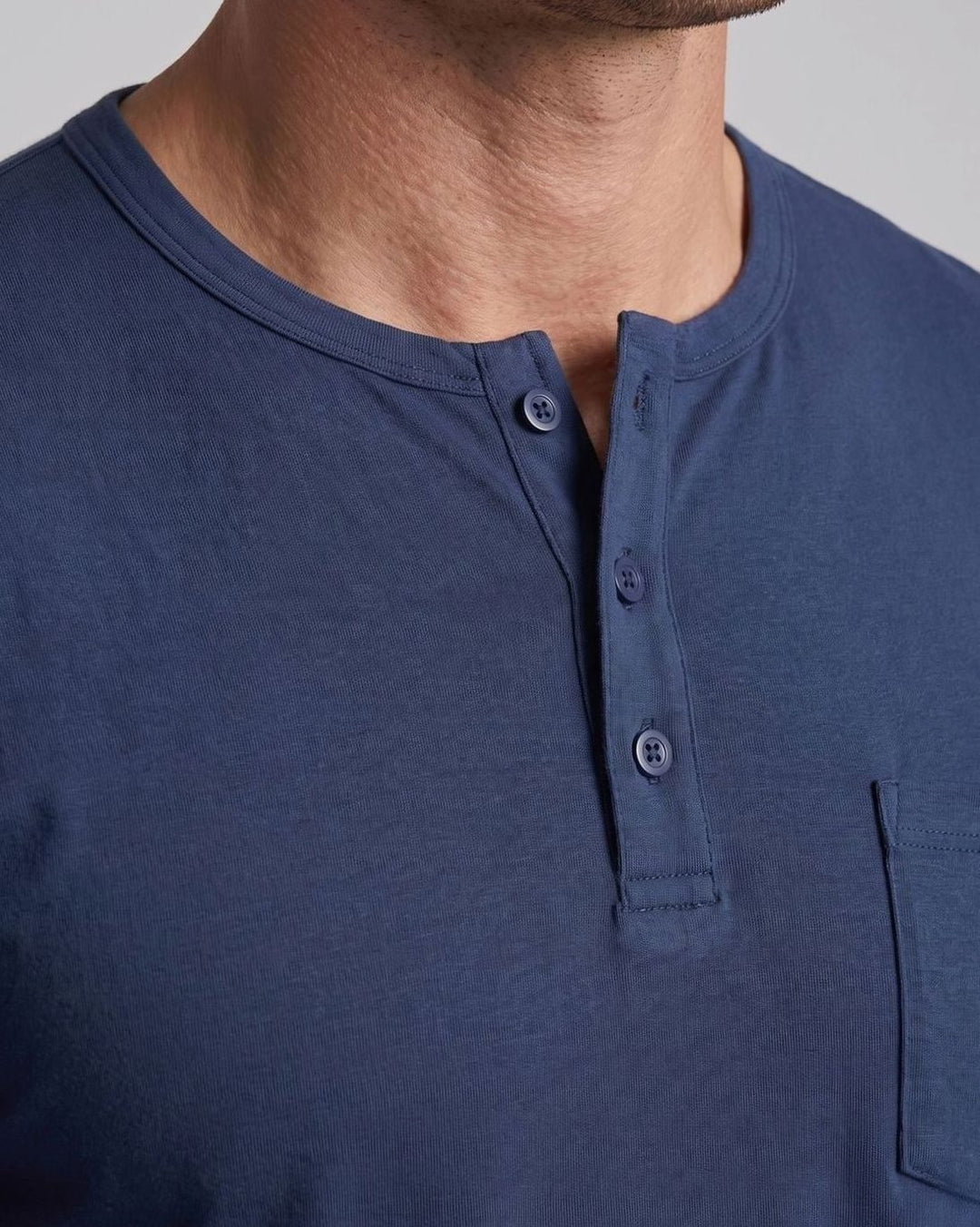 Men's Long Sleeve Cotton Jersey Henley Shirt with Chest Pocket
