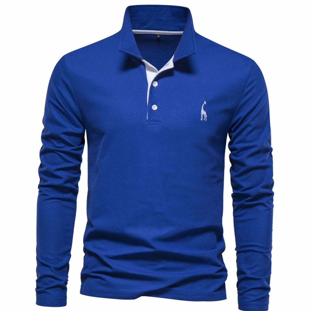 Men's Long Sleeve Cotton Polo Shirt Breathable Regular Fit