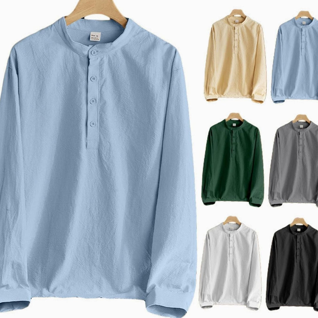 Men's Long Sleeve Cotton-Stretch Slim-Fit Henley Shirt