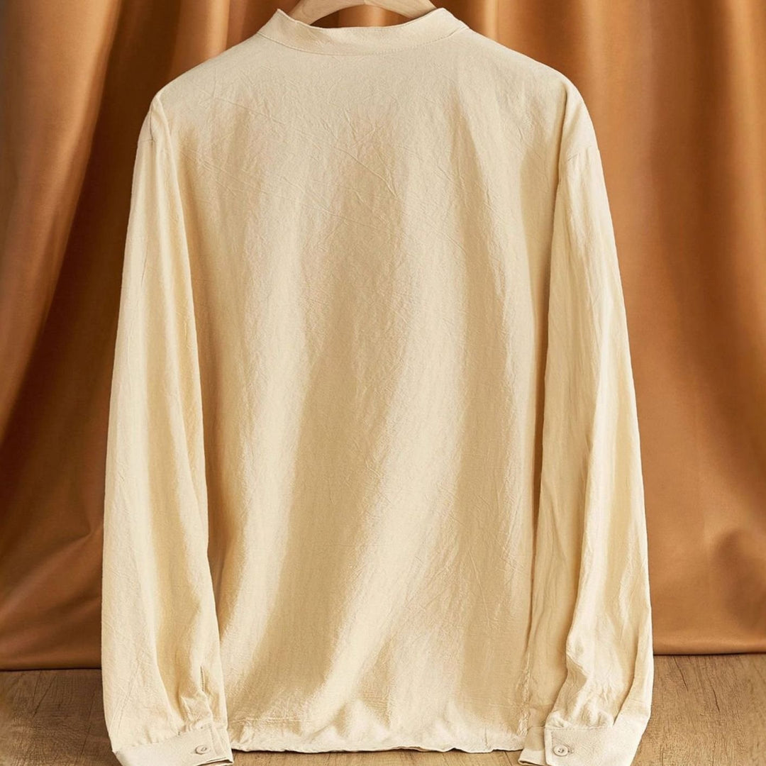 Men's Long Sleeve Cotton-Stretch Slim-Fit Henley Shirt