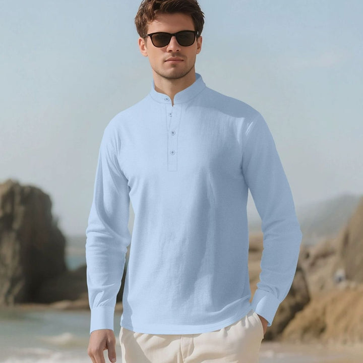 Men's Long Sleeve Cotton-Stretch Slim-Fit Henley Shirt