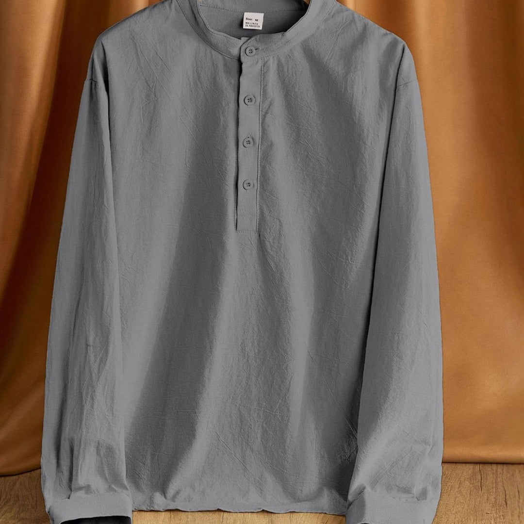 Men's Long Sleeve Cotton-Stretch Slim-Fit Henley Shirt