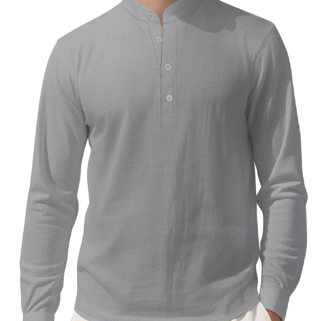 Men's Long Sleeve Cotton-Stretch Slim-Fit Henley Shirt