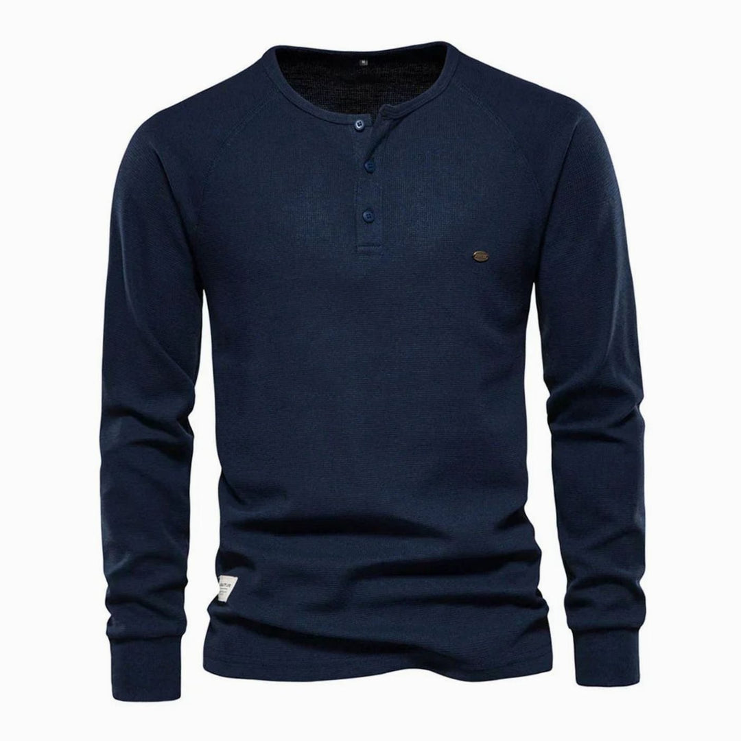 Men's Long Sleeve Henley Shirt Casual Button Neck Top