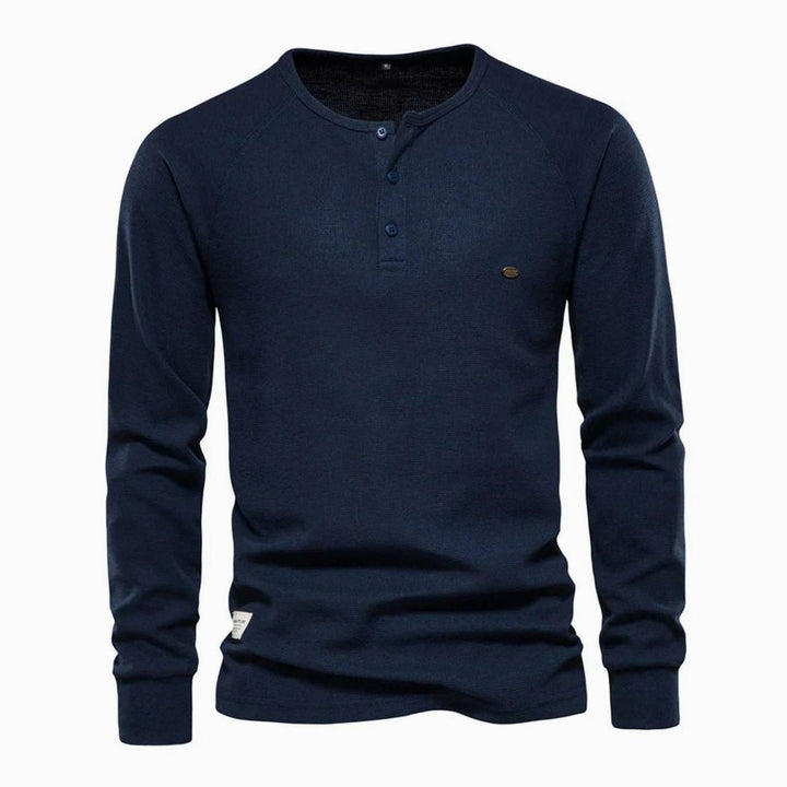 Men's Long Sleeve Henley Shirt Casual Button Neck Top