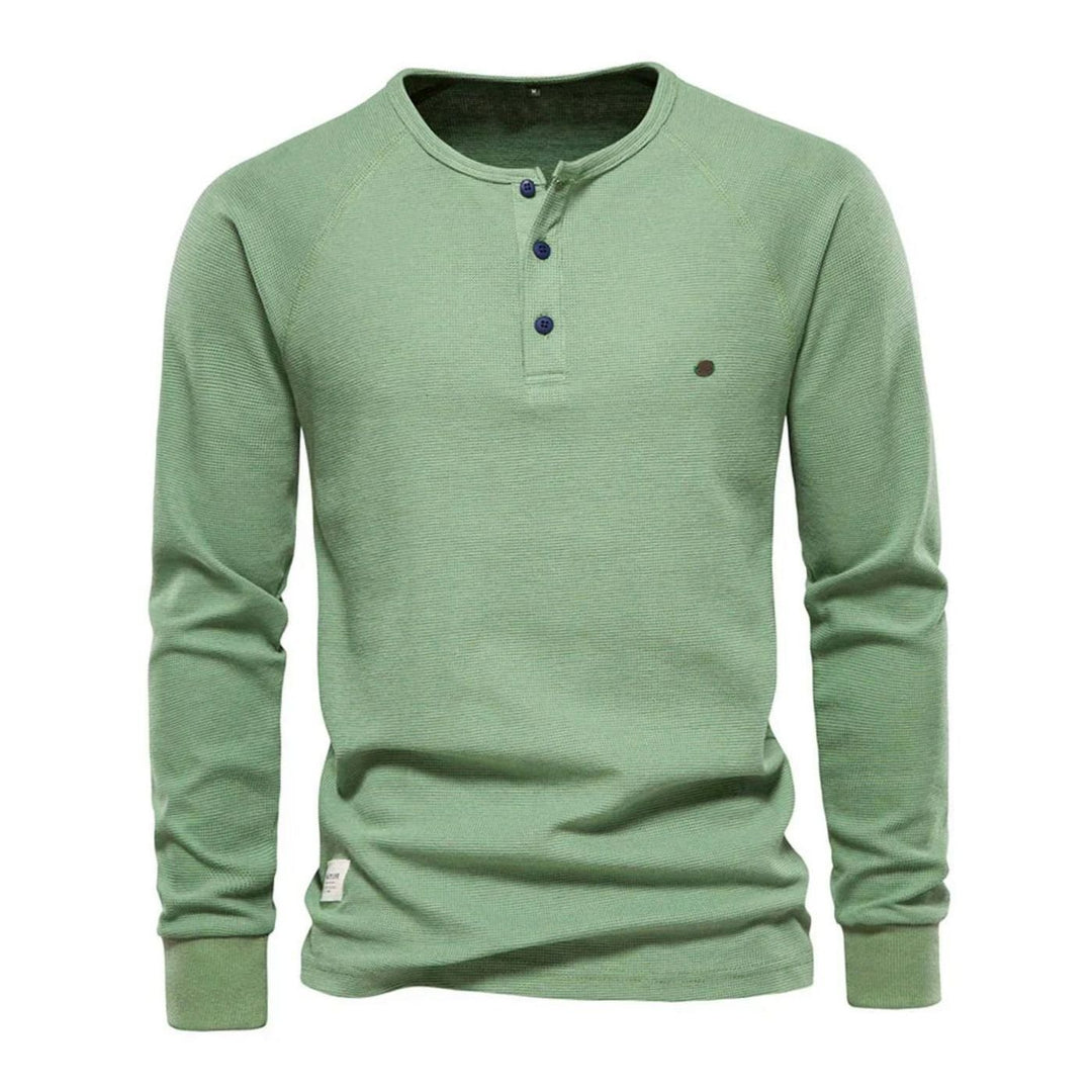 Men's Long Sleeve Henley Shirt Casual Button Neck Top