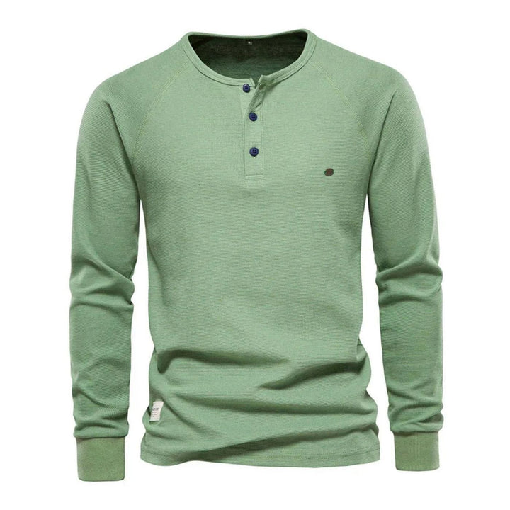Men's Long Sleeve Henley Shirt Casual Button Neck Top