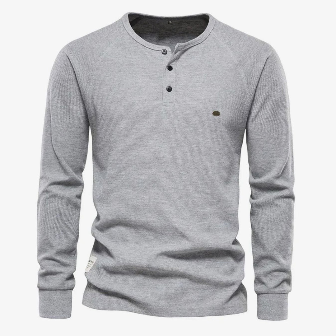 Men's Long Sleeve Henley Shirt Casual Button Neck Top