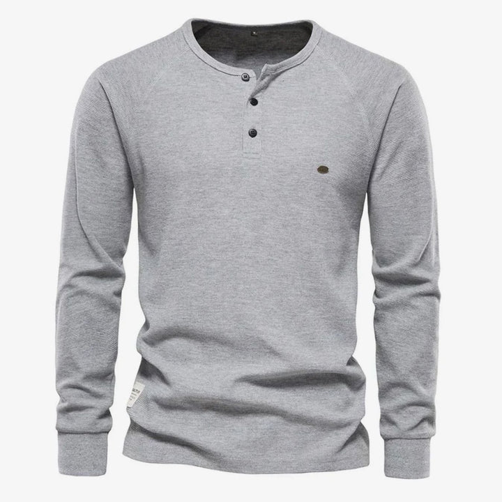 Men's Long Sleeve Henley Shirt Casual Button Neck Top