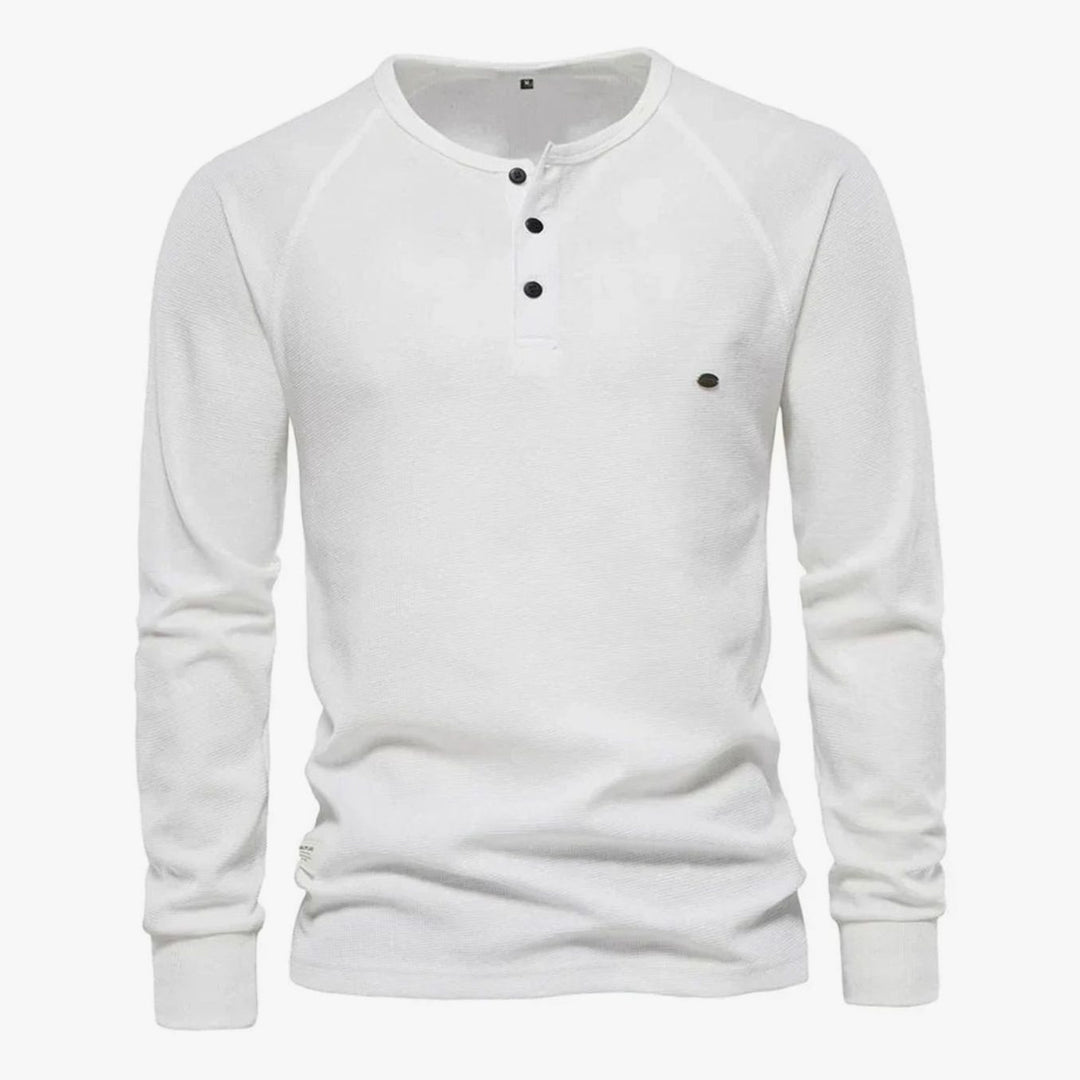Men's Long Sleeve Henley Shirt Casual Button Neck Top