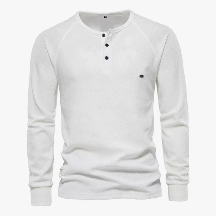 Men's Long Sleeve Henley Shirt Casual Button Neck Top
