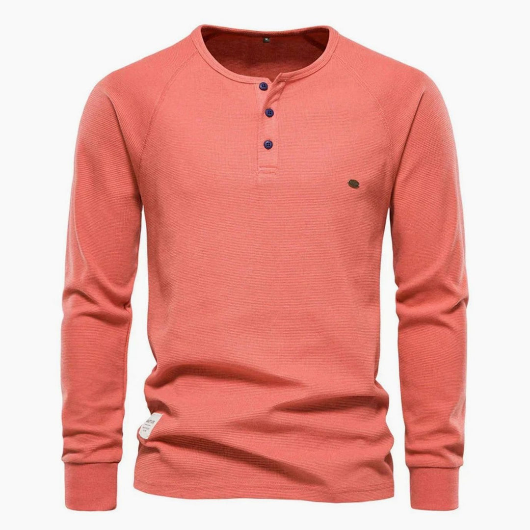 Men's Long Sleeve Henley Shirt Casual Button Neck Top
