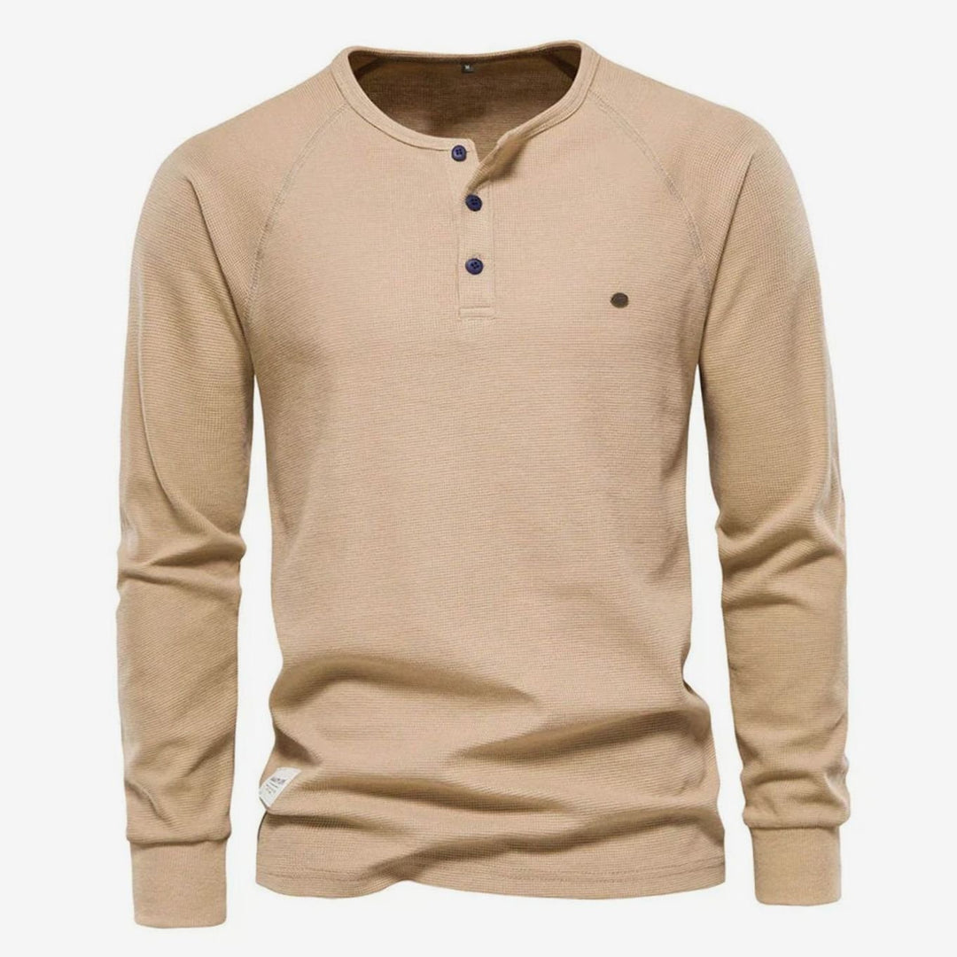 Men's Long Sleeve Henley Shirt Casual Button Neck Top