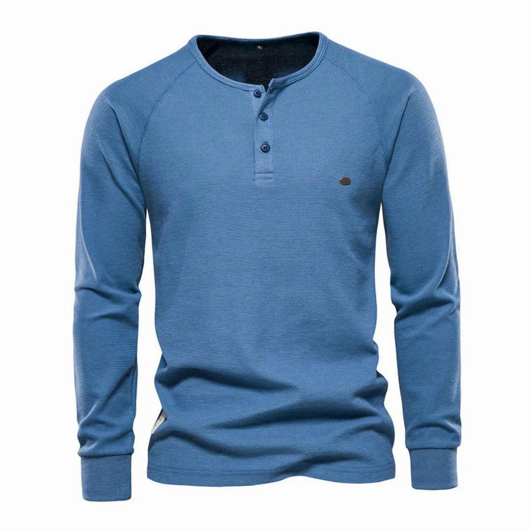 Men's Long Sleeve Henley Shirt Casual Button Neck Top