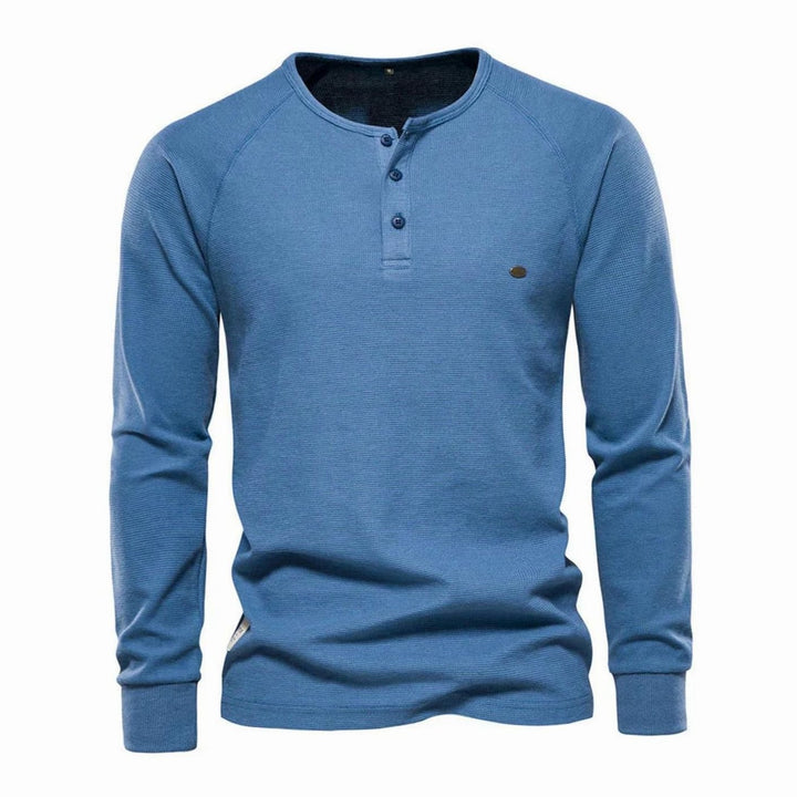 Men's Long Sleeve Henley Shirt Casual Button Neck Top