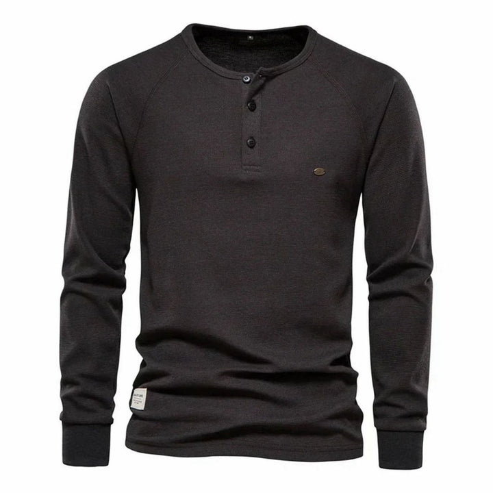Men's Long Sleeve Henley Shirt Casual Button Neck Top