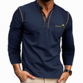 Ryan | Men's Long Sleeve Henley Shirt Chest Pocket Button Placket