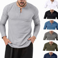 Benjamin | Men's Long Sleeve Henley Shirt Regular Fit Cotton Blend