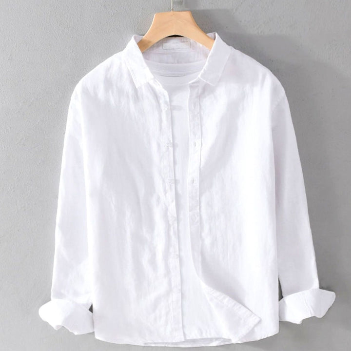 Men's Long Sleeve Relaxed-Fit Button-Down Casual Shirt - White