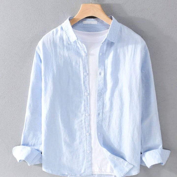 Men's Long Sleeve Relaxed-Fit Button-Down Casual Shirt - Blue