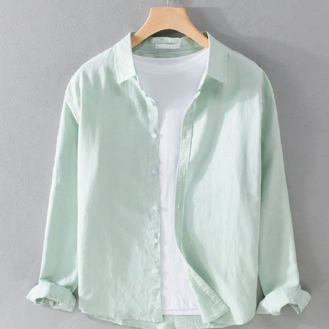 Men's Long Sleeve Relaxed-Fit Button-Down Casual Shirt - Green