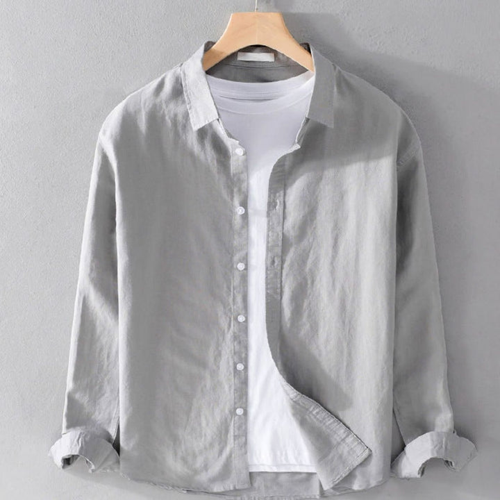 Men's Long Sleeve Relaxed-Fit Button-Down Casual Shirt - Gray