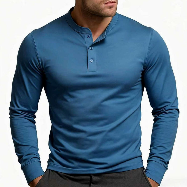 Men's Long Sleeve Slim-Fit Button Henley Shirt
