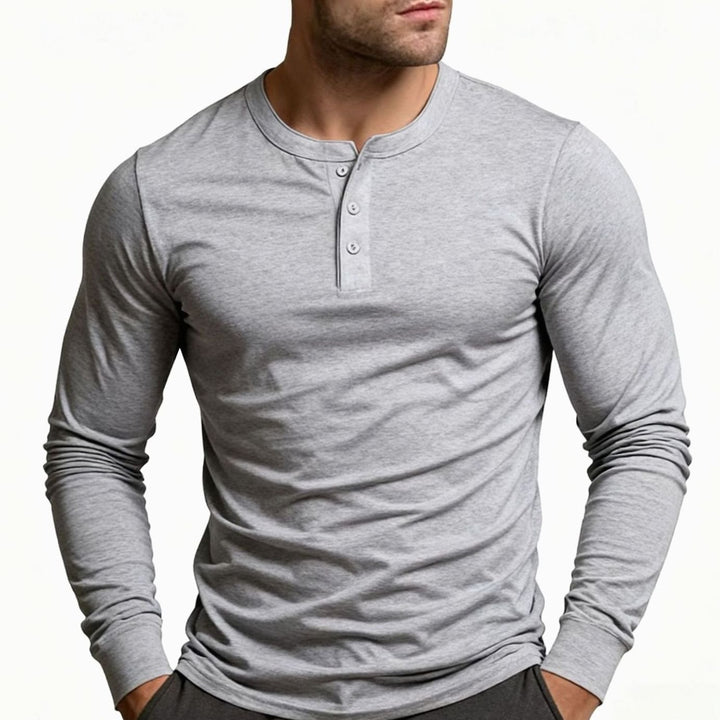 Men's Long Sleeve Slim-Fit Button Henley Shirt