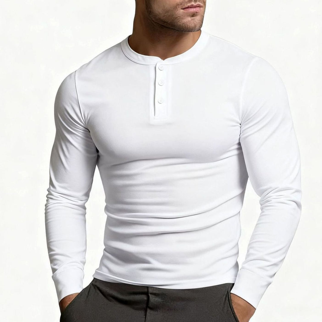Men's Long Sleeve Slim-Fit Button Henley Shirt