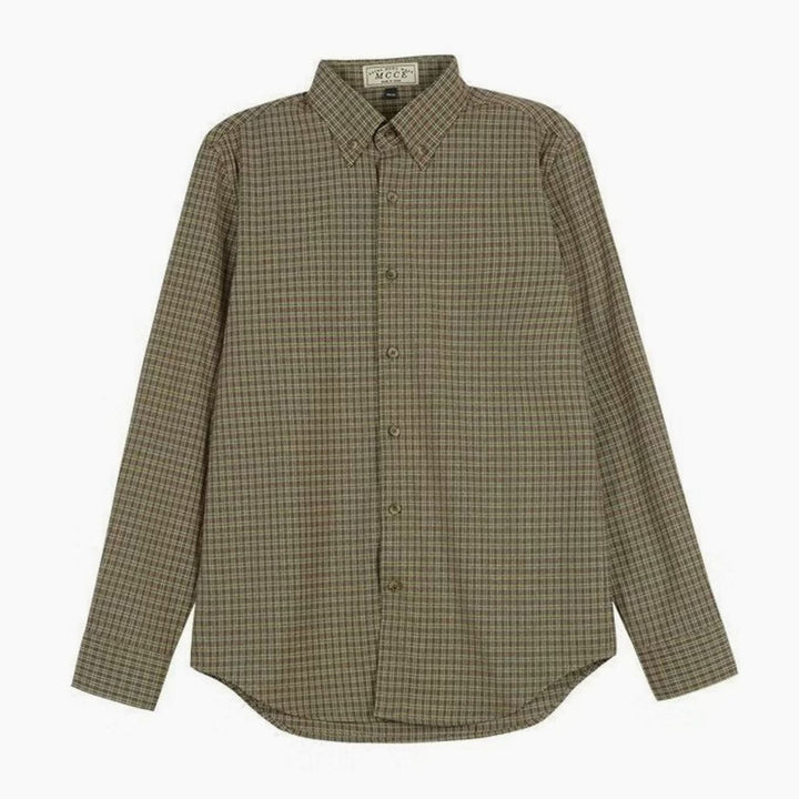 Men's Long Sleeve Striped Button-Up Point Collar Shirt - Green