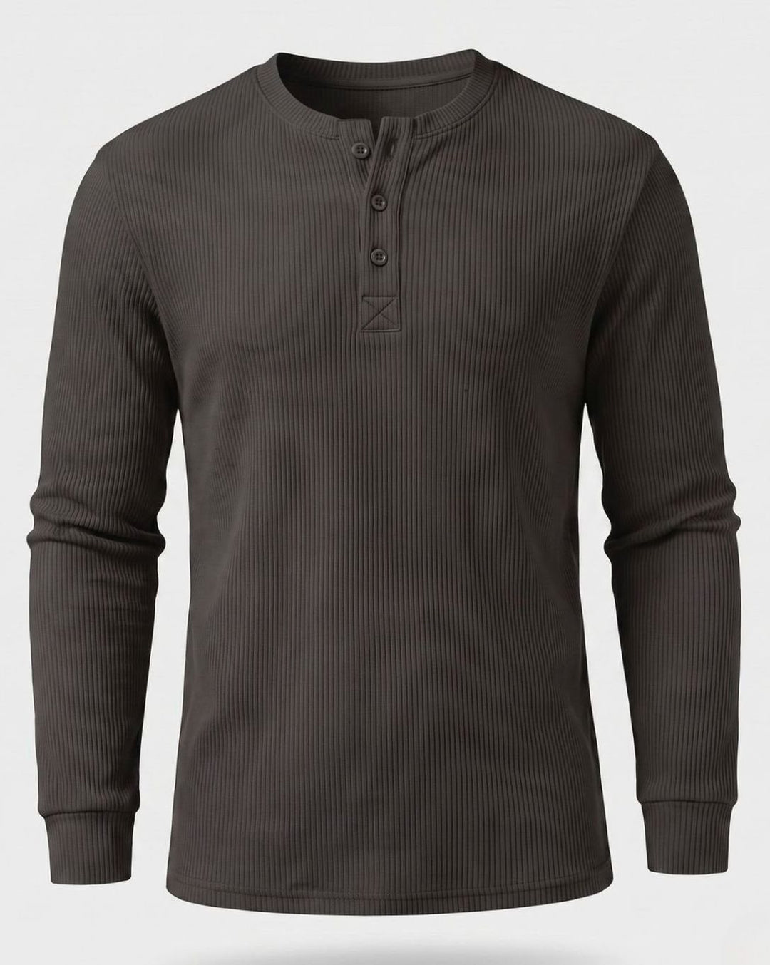 Men's Long Sleeve Waffle Knit Henley Shirt Regular Fit - Gray