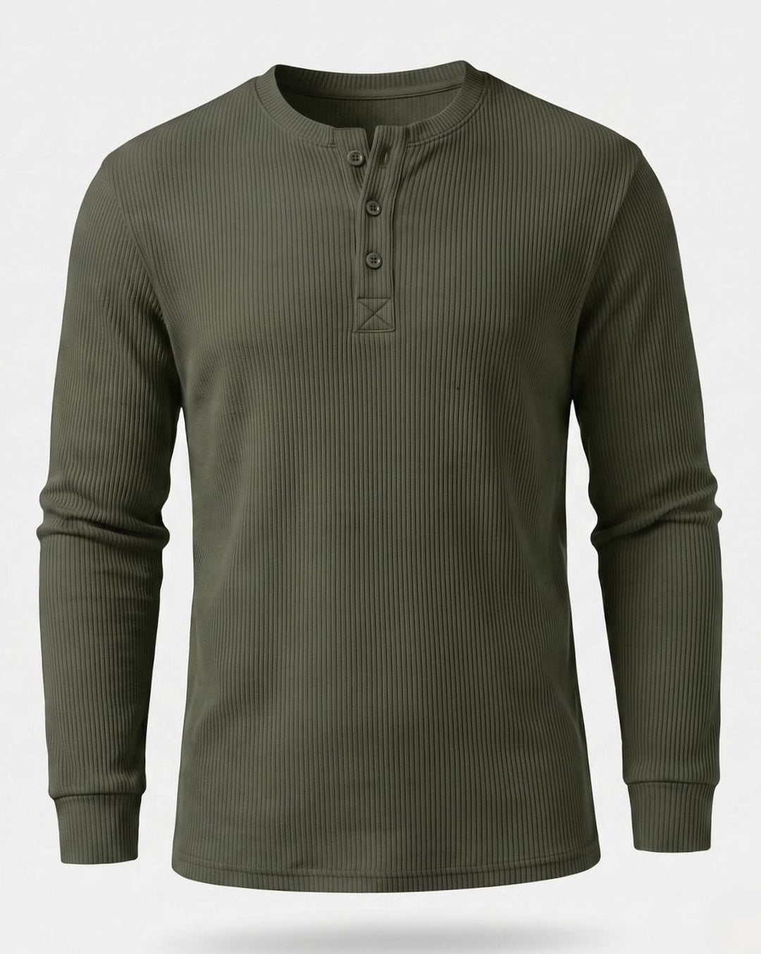 Men's Long Sleeve Waffle Knit Henley Shirt Regular Fit - Light Green