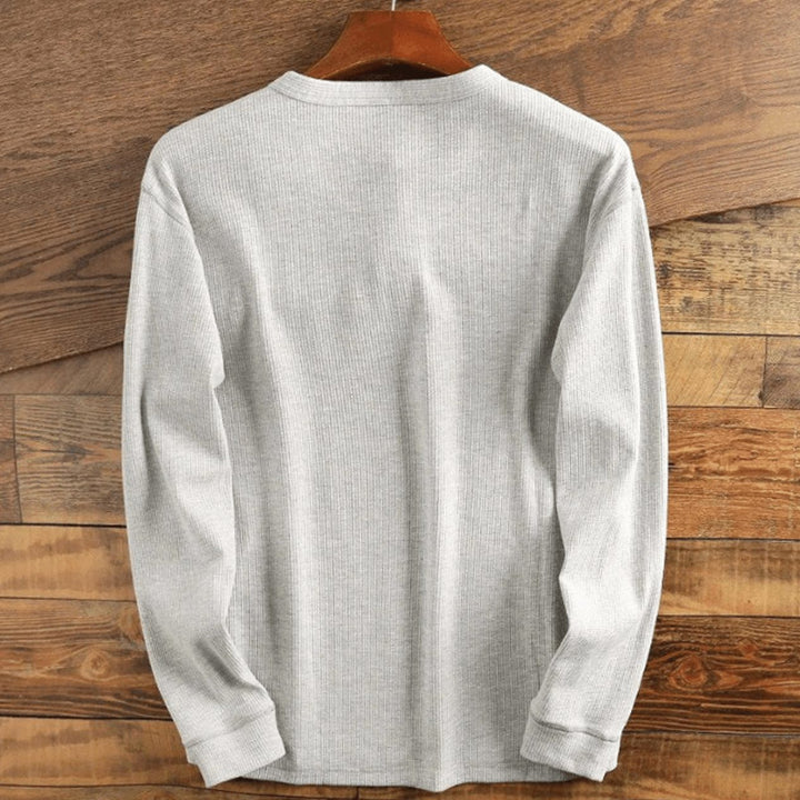 Men's Long Sleeve Waffle Knit Henley Shirt Relaxed Fit