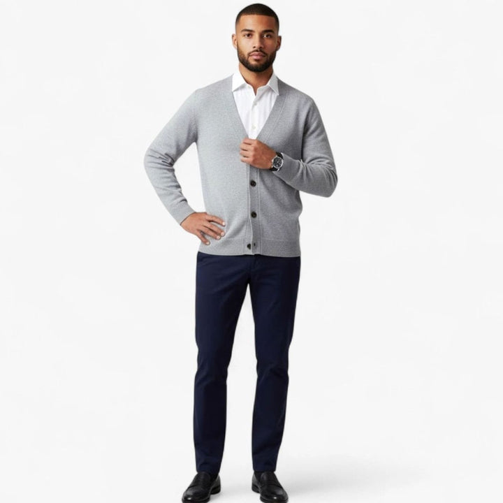 Men's Loose-Fit V-Neck Wool-Blend Button Cardigan Sweater