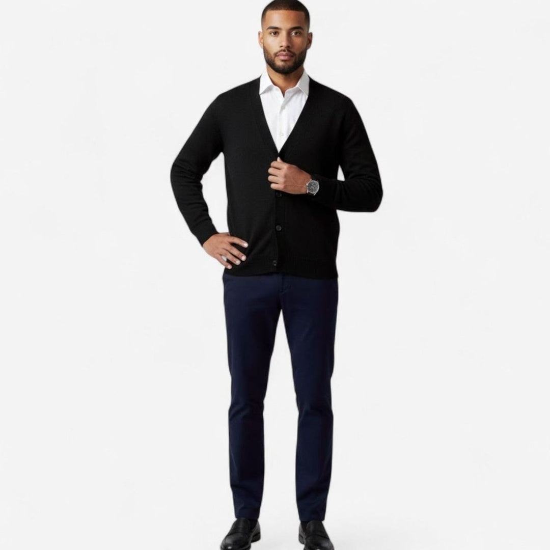 Men's Loose-Fit V-Neck Wool-Blend Button Cardigan Sweater