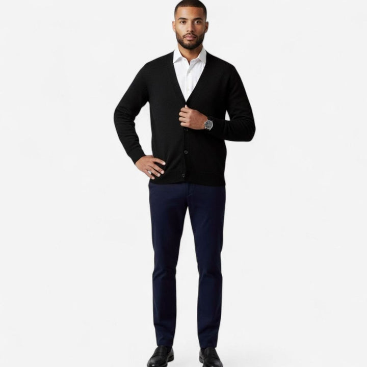 Men's Loose-Fit V-Neck Wool-Blend Button Cardigan Sweater