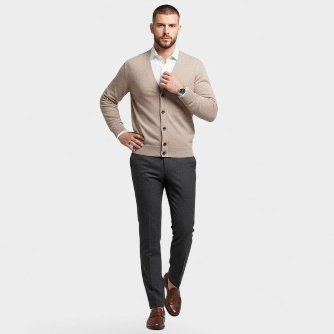 Men's Loose-Fit V-Neck Wool-Blend Button Cardigan Sweater