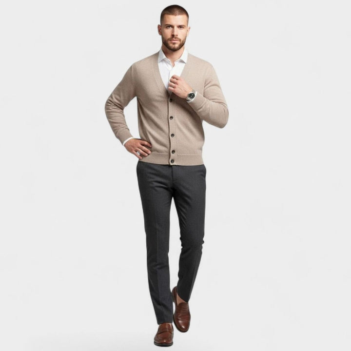 Men's Loose-Fit V-Neck Wool-Blend Button Cardigan Sweater