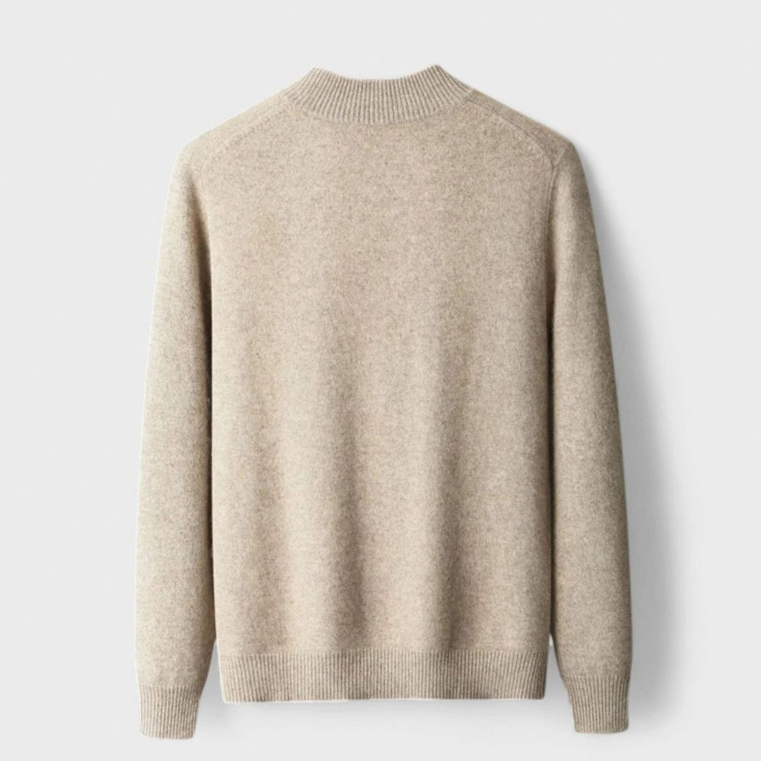 Men's Merino Wool Full-Zip Stand-Collar Cardigan Sweater